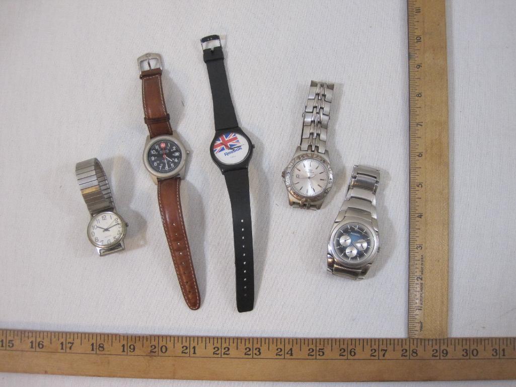 Lot of Men's Watches from Fossil, Reebok, Wenger and more, AS IS, 14 oz