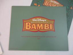 Two 1990s Walt Disney's Exclusive Commemorative Animation Lithographs including Bambi (1997) and The