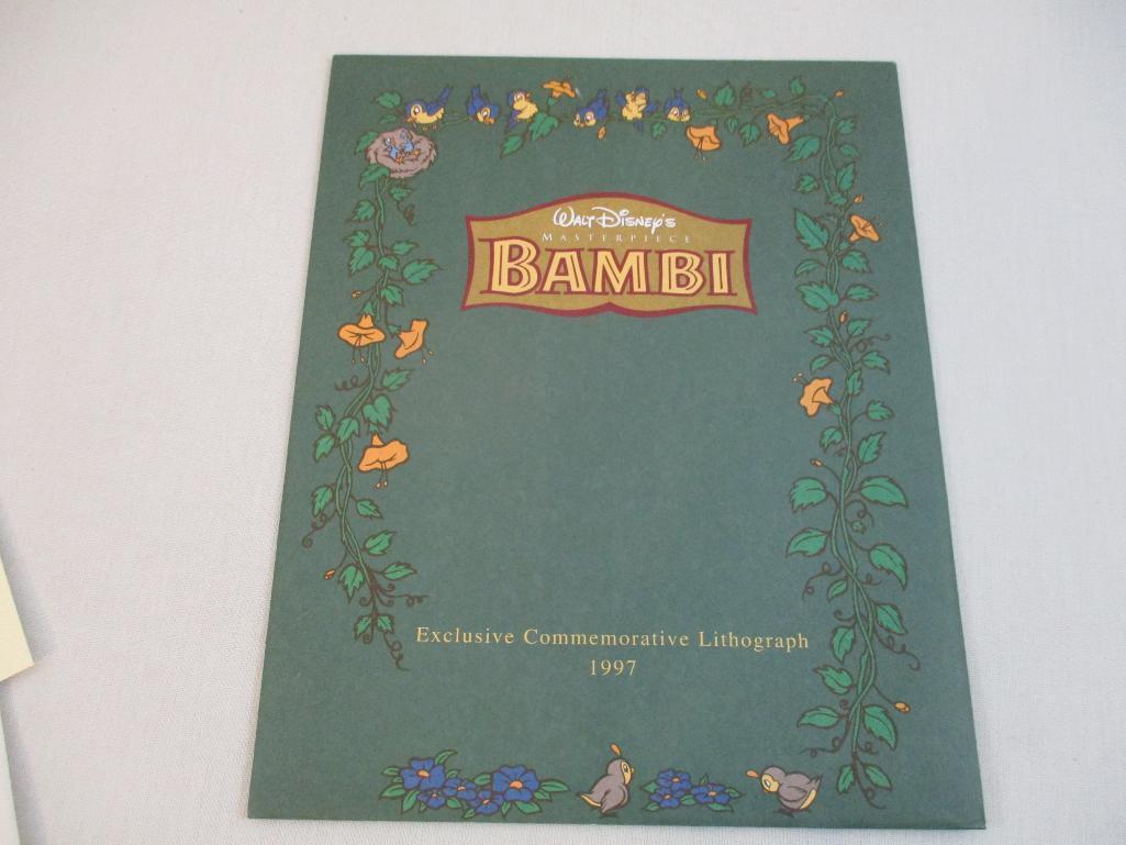 Two 1990s Walt Disney's Exclusive Commemorative Animation Lithographs including Bambi (1997) and The