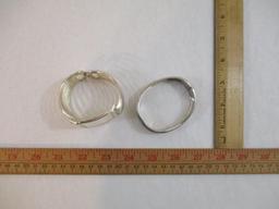 Two Silver Tone Bracelets including clamshell with rhinestones, 4 oz