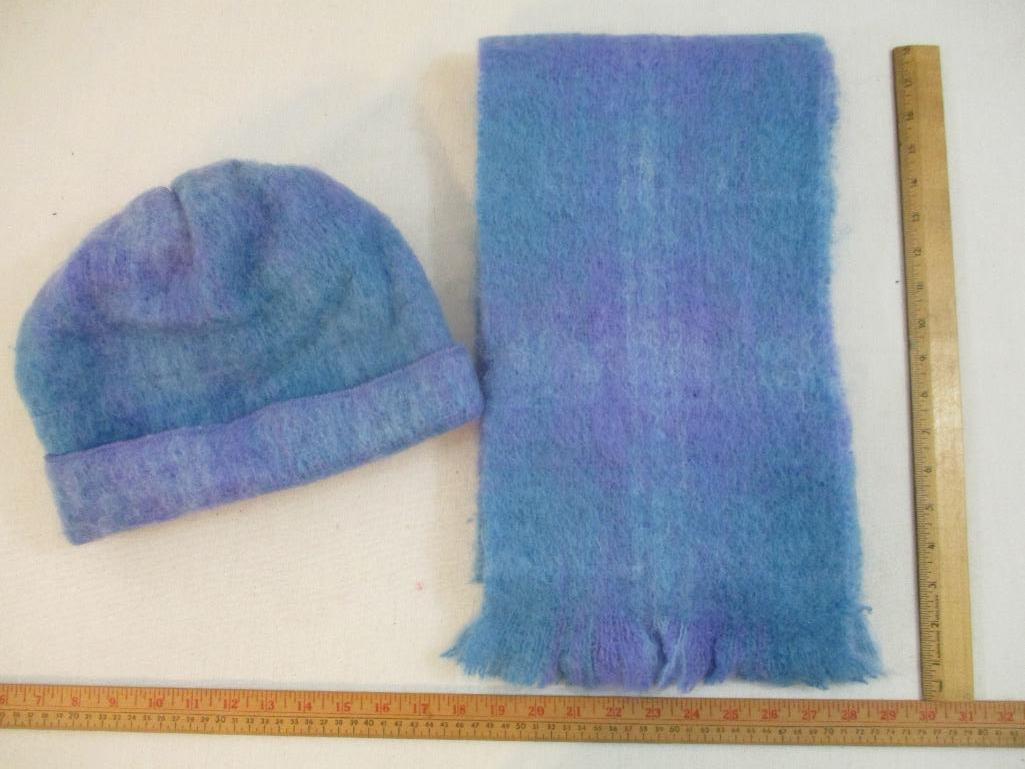 Very soft Cushendale Mohair and Wool Hat and Scarf Set, made in Ireland, 7 oz