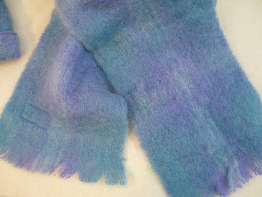 Very soft Cushendale Mohair and Wool Hat and Scarf Set, made in Ireland, 7 oz