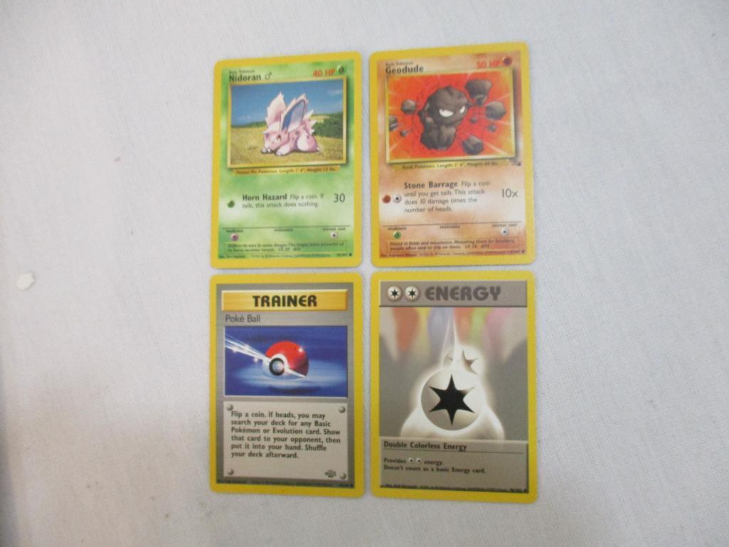 Seven Sheets of Pokemon Cards, 1999 Wizards including Paras, Grimer, Charmander, Trainers and