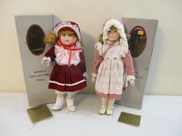 Two Vintage Mann's Collectible Porcelain Dolls, in original boxes, 2 lbs 5 oz
