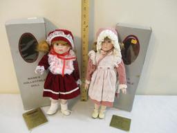 Two Vintage Mann's Collectible Porcelain Dolls, in original boxes, 2 lbs 5 oz