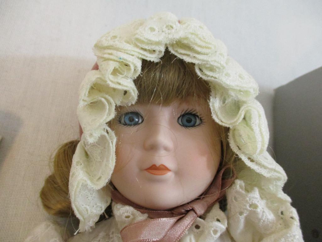 Two Vintage Mann's Collectible Porcelain Dolls, in original boxes, 2 lbs 5 oz