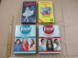 Lot of DVDs and VHS includes Food Network Healthy Cooking, The Little Princess Shirley Temple,