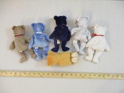 Six Bear TY Beanie Babies including Princess, Maple, The Beginning, 1999 Signature, Clubby II and