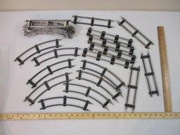 Lot of Metal Train Track, 2 Rail, o scale curves and straights and 4 K-Line S Gauge straights, 2 lbs