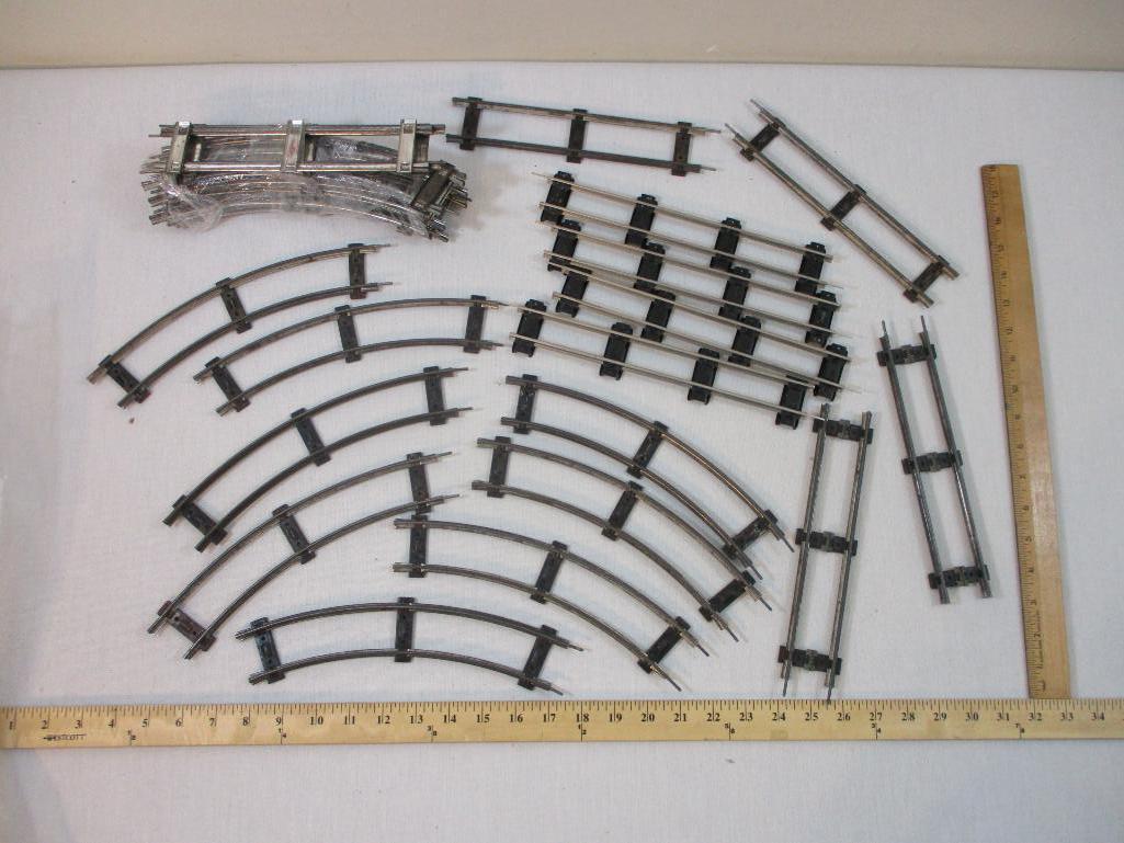 Lot of Metal Train Track, 2 Rail, o scale curves and straights and 4 K-Line S Gauge straights, 2 lbs