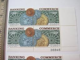 Two Blocks of Four 10 Cent Banking Commerce U.S. Postage Stamps Scott #1577-1578