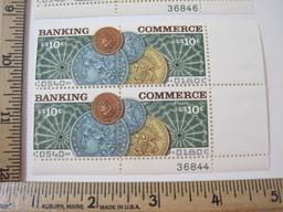 Two Blocks of Four 10 Cent Banking Commerce U.S. Postage Stamps Scott #1577-1578