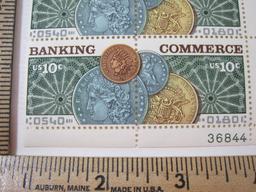 Two Blocks of Four 10 Cent Banking Commerce U.S. Postage Stamps Scott #1577-1578