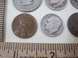 Assorted Vintage US Coins including 2 silver Roosevelt Dimes, 1 1942 silver Mercury Dime, silver