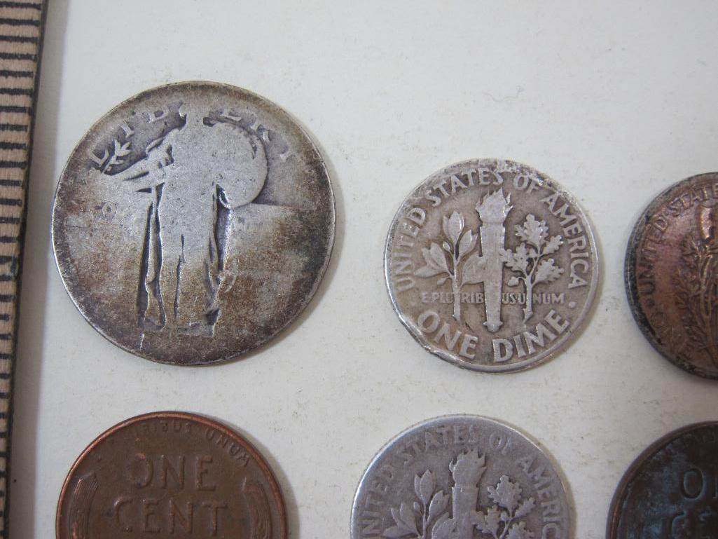 Assorted Vintage US Coins including 2 silver Roosevelt Dimes, 1 1942 silver Mercury Dime, silver