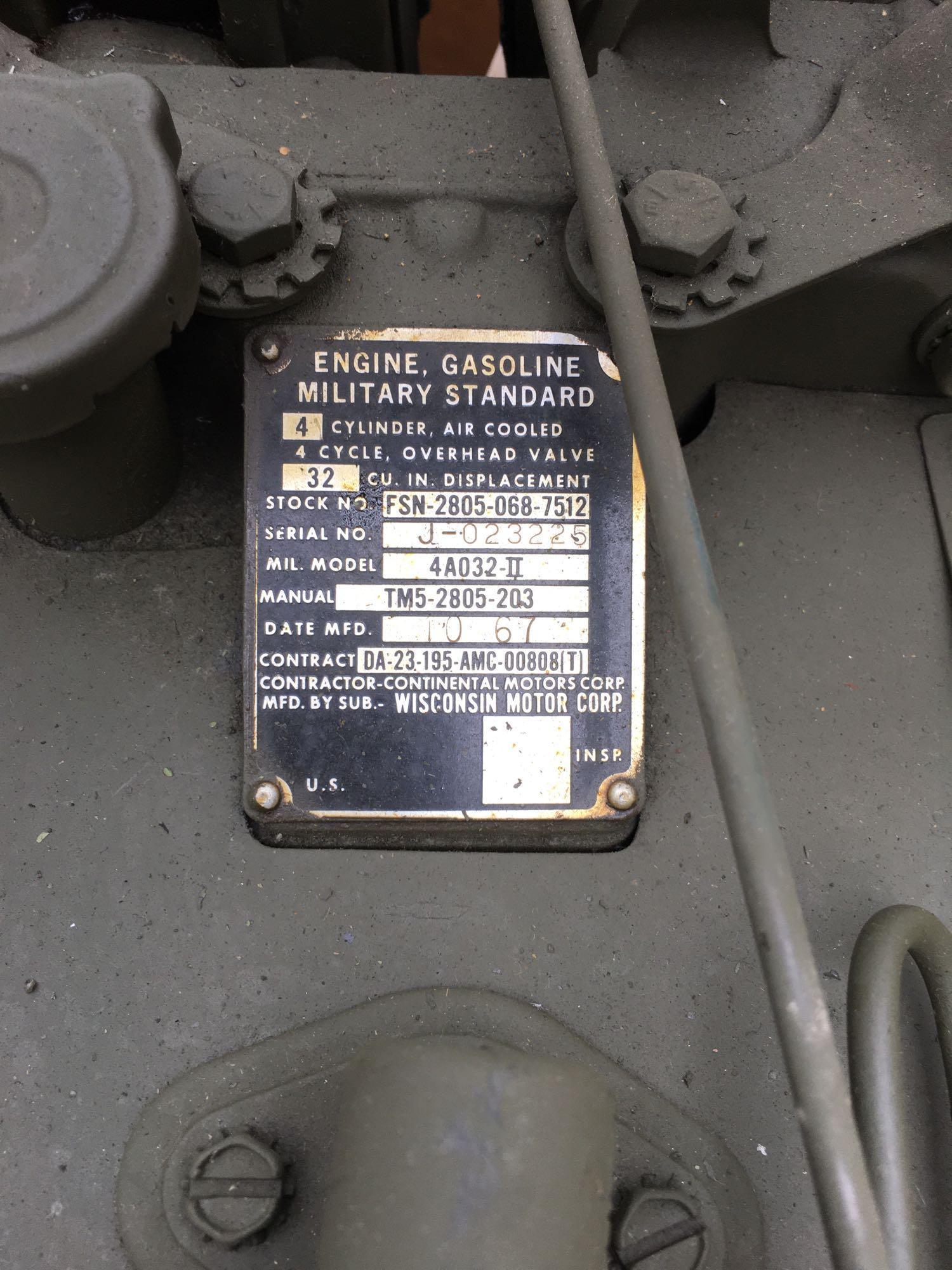 Military Standard Generator 3 KW 28 Volts DC 4 Cylinder Air Cooled, engine preserved with shipping