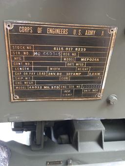 Military Standard Generator 3 KW 28 Volts DC 4 Cylinder Air Cooled, engine preserved with shipping