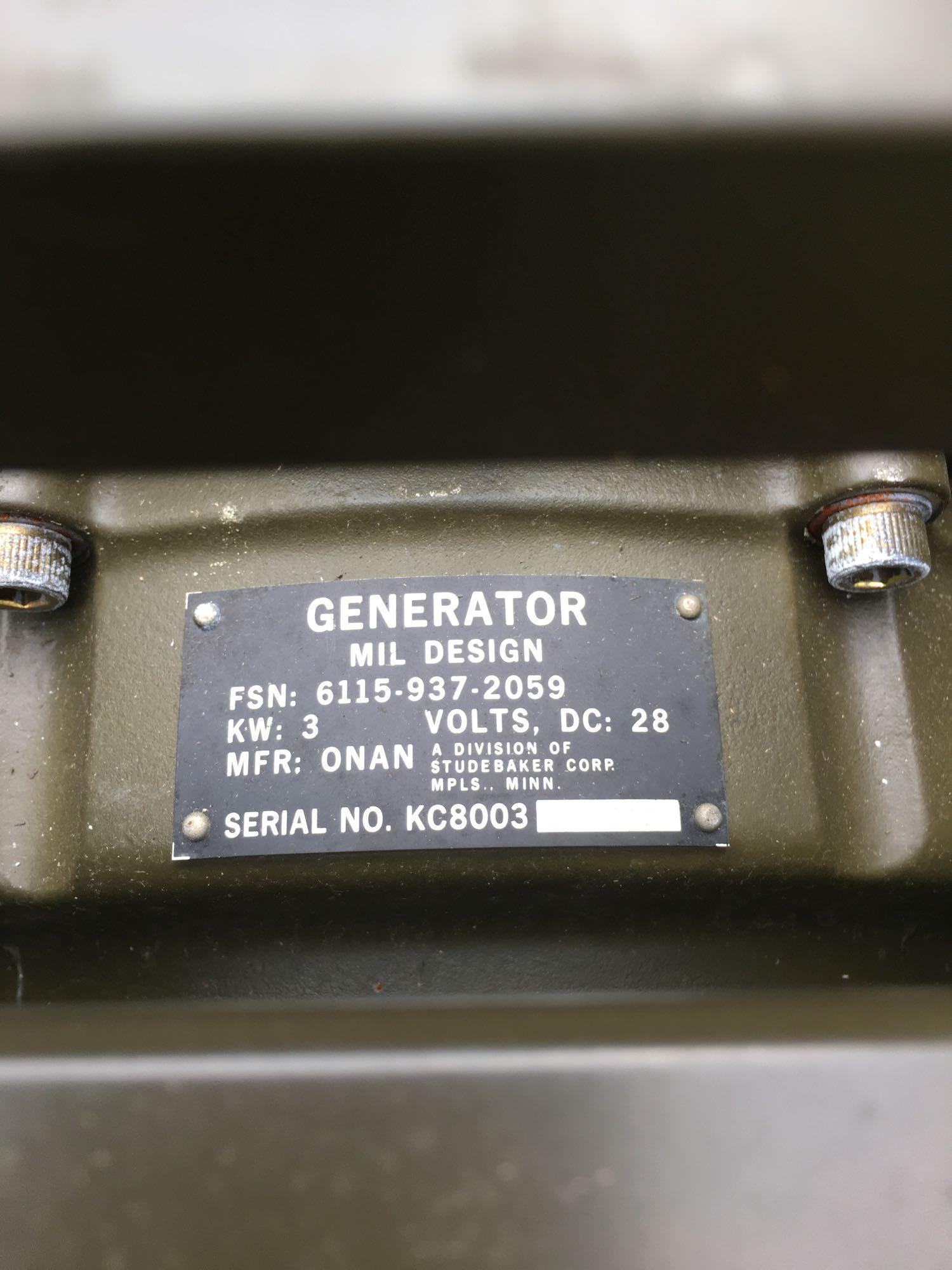 Military Standard Generator 3 KW 28 Volts DC 4 Cylinder Air Cooled, engine preserved with shipping