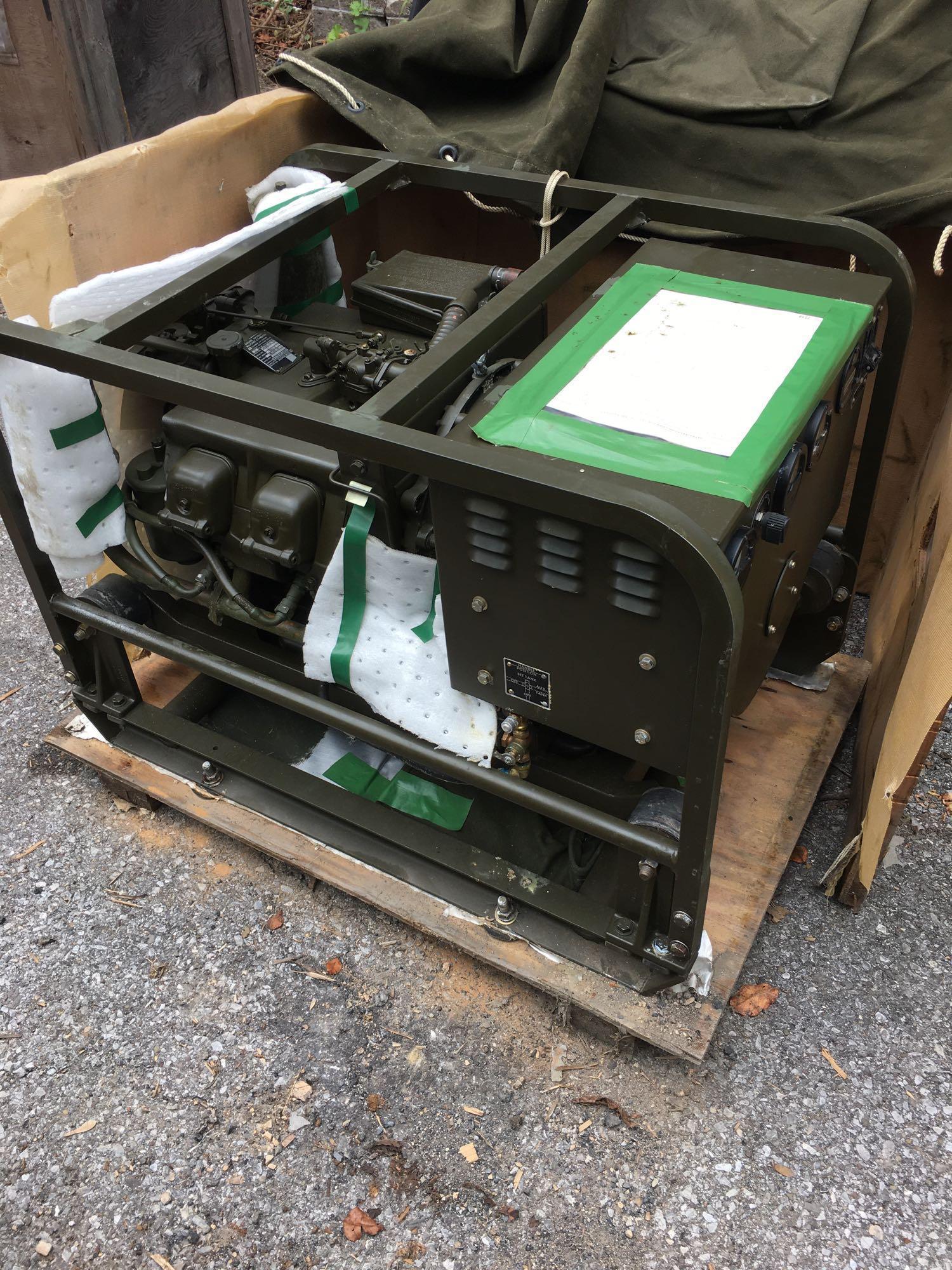 Military Standard Generator 3 KW 28 Volts DC 4 Cylinder Air Cooled, engine preserved with shipping