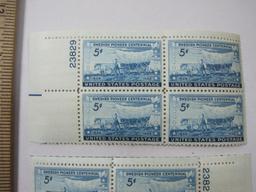 Two Blocks of Four US Postage Stamps, 1948 Swedish Pioneer Centennial 5c #958, mint