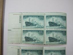 Two Blocks of Four Stamps, 1946 US Merchant Marine Peace And War 3cent #939,