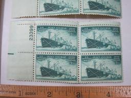 Two Blocks of Four Stamps, 1946 US Merchant Marine Peace And War 3cent #939,