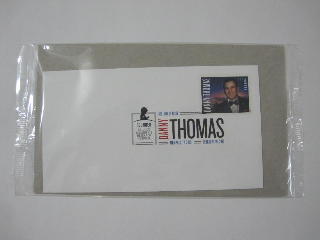 Two First Day Covers and Bicentennial Envelope: 1985 Landstat Satellite and 2012 Danny Thomas