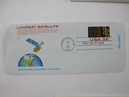 Two First Day Covers and Bicentennial Envelope: 1985 Landstat Satellite and 2012 Danny Thomas