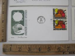 Nine First Day of Issue 1970s, Family Planning, Conestoga Wagon, Yellowstone Park, Mt McKinley and