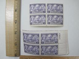 Two blocks of Four Stamps, 3cent 1948 100 Years of Progress of Women #959, mint
