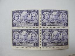 Two blocks of Four Stamps, 3cent 1948 100 Years of Progress of Women #959, mint