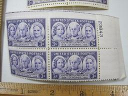 Two blocks of Four Stamps, 3cent 1948 100 Years of Progress of Women #959, mint