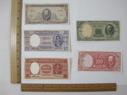 Chilean Currency 5 Banco Central De Chile Notes, assorted dates