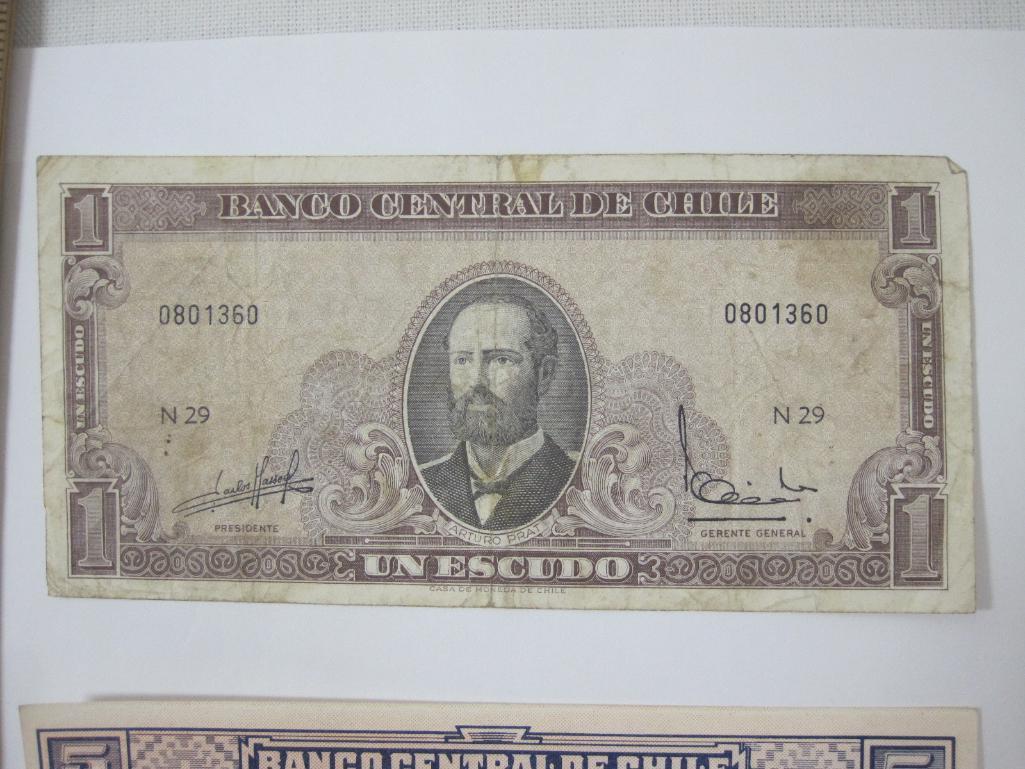 Chilean Currency 5 Banco Central De Chile Notes, assorted dates