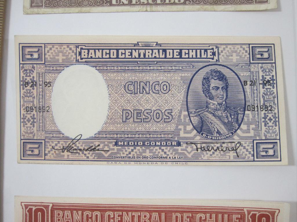 Chilean Currency 5 Banco Central De Chile Notes, assorted dates