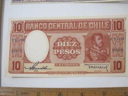 Chilean Currency 5 Banco Central De Chile Notes, assorted dates