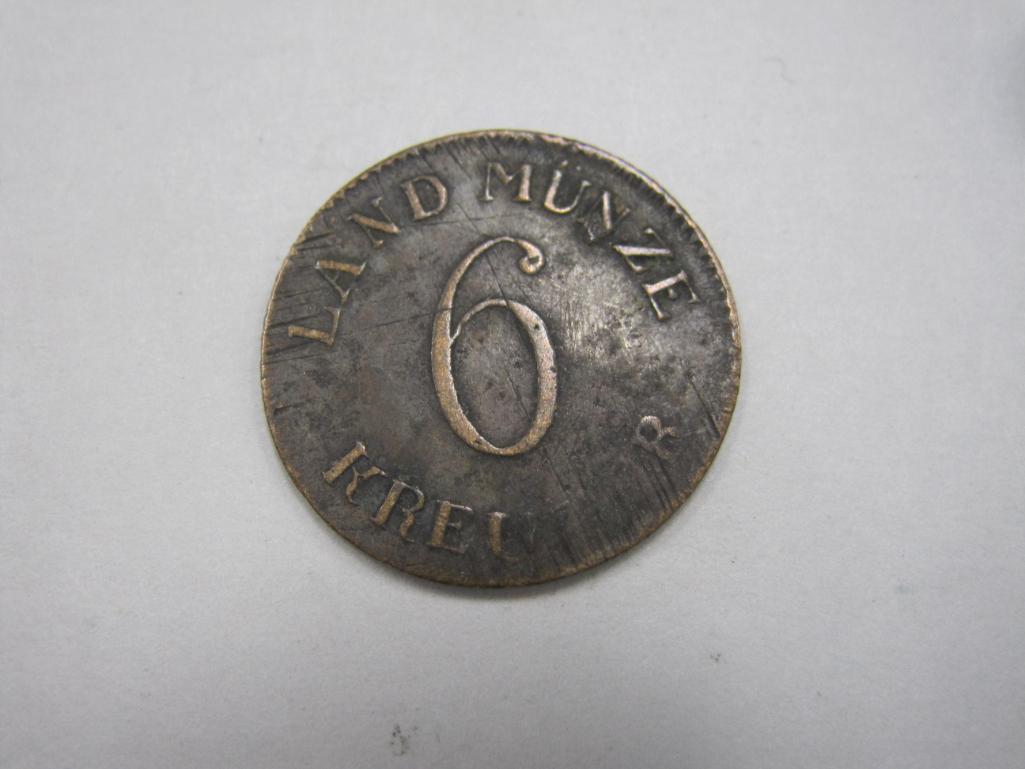 1829 Saxe-Meiningen 6 Kreuzer Coin, silver