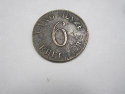 1829 Saxe-Meiningen 6 Kreuzer Coin, silver