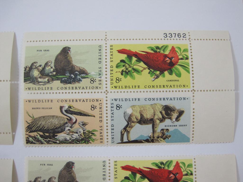 Four Blocks of Postage Stamps Wildlife Conservation 8 cent #1464-1467, mint