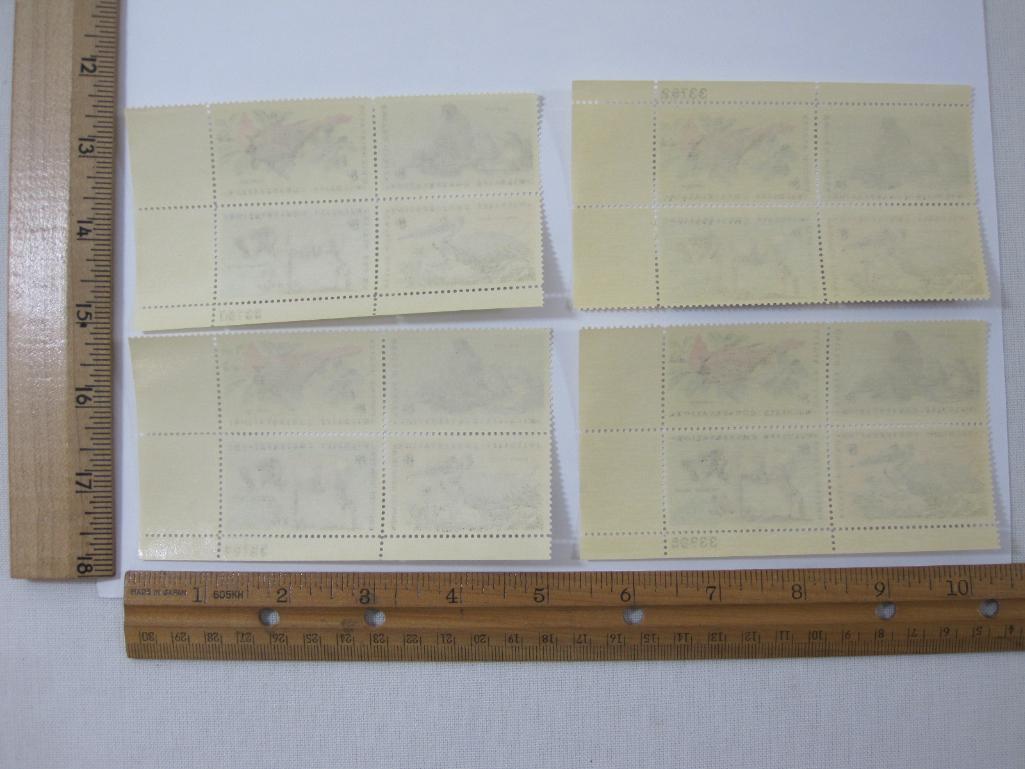 Four Blocks of Postage Stamps Wildlife Conservation 8 cent #1464-1467, mint