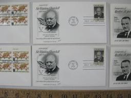Six First Day Covers 1965 including Inauguration of Lyndon B Johnson, Sir Winston Churchill, 100th