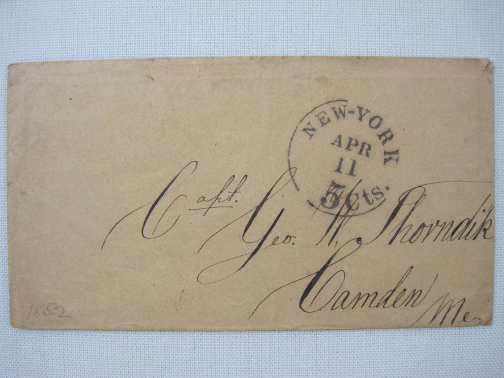 Stampless Cover New York - Camden Me APR 11, black 5Cts