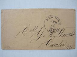 Stampless Cover New York - Camden Me APR 11, black 5Cts