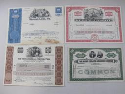 Stock Certificates includes The Lehigh Coal and Navigation Company dated 1937, Reading Company, The