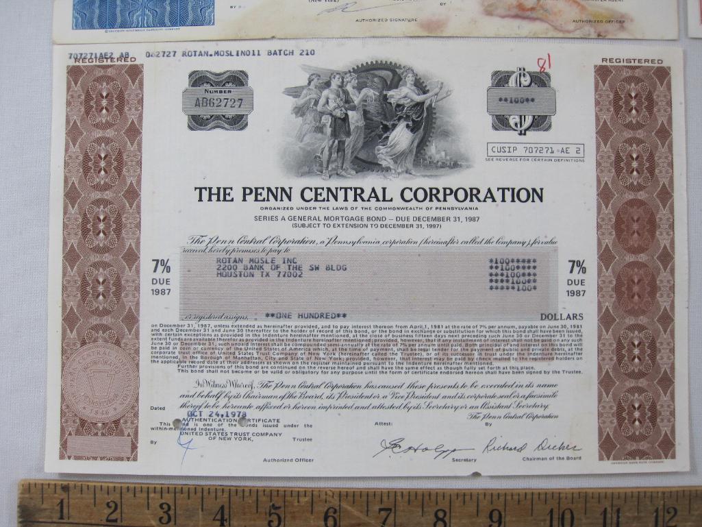 Stock Certificates includes The Lehigh Coal and Navigation Company dated 1937, Reading Company, The