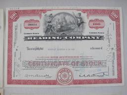 Stock Certificates includes The Lehigh Coal and Navigation Company dated 1937, Reading Company, The