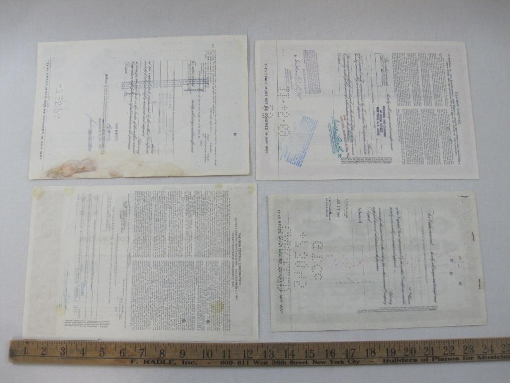 Stock Certificates includes The Lehigh Coal and Navigation Company dated 1937, Reading Company, The