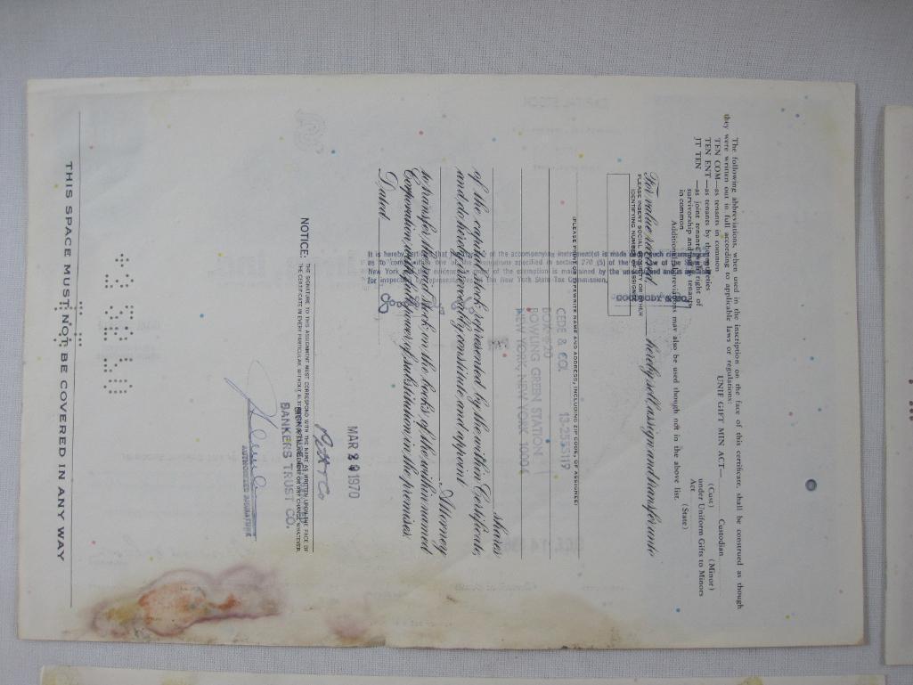 Stock Certificates includes The Lehigh Coal and Navigation Company dated 1937, Reading Company, The