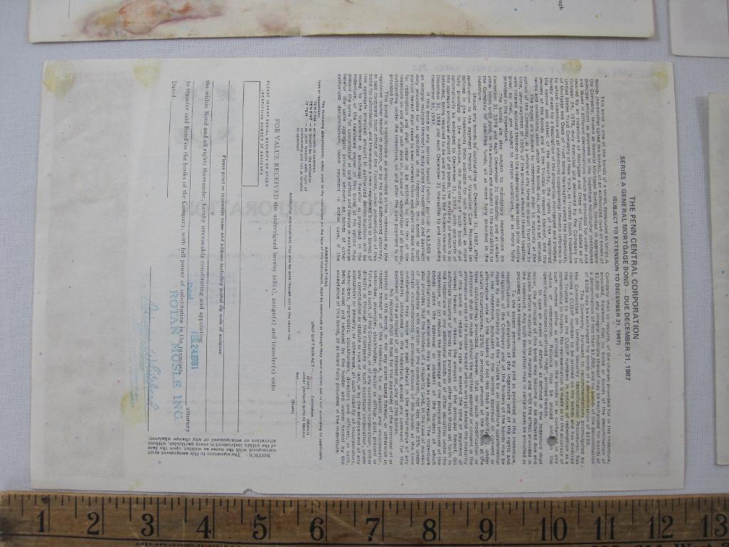 Stock Certificates includes The Lehigh Coal and Navigation Company dated 1937, Reading Company, The
