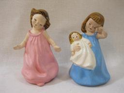 Pair of Girl Painted Plaster Figures, see pictures for condition AS IS, 5 oz